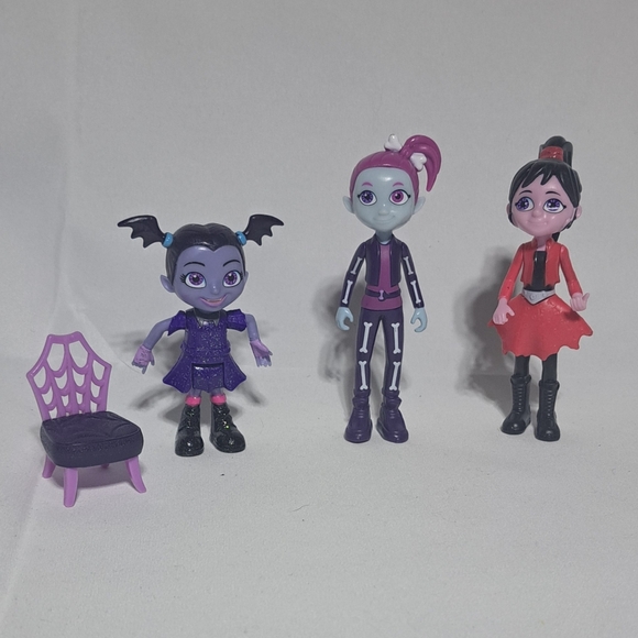 Disney Jr Vampirina Dolls Lot Of 3 Figures And Chair - Picture 1 of 5